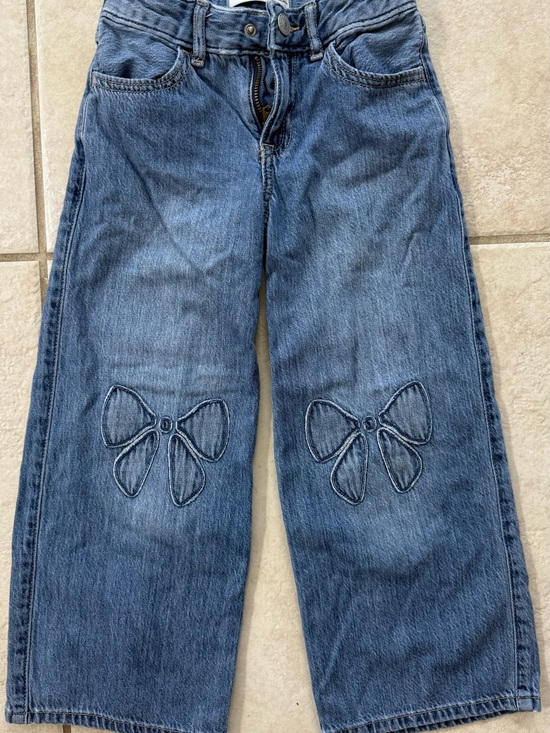 abercrombie kids Denim - Girls' Blue Denim Jeans with Bow Embroidery
